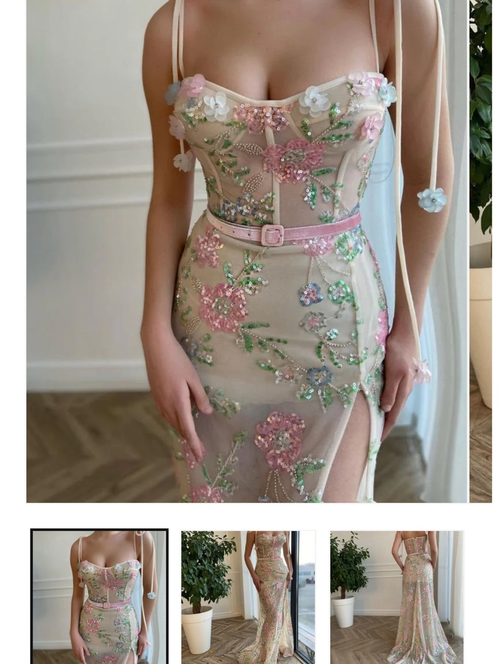 Teuta Matoshi BNWT beaded and sequins fantasy floral dress